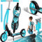 KESSER® Scooter Roller Kinderroller Cityroller Tretroller Kickroller, für jedes Alter, Höhenverstellbar bis 190cm, bis zu 100kg,Klappmechanismus, Inkl. Tragegurt, Kickscooter, Dino (Türkis)