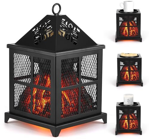 Bruciatore di Cera Elettrico,4 IN 1 Scaldacera per Profumatori da Camino per Cera Profumata,Candela e Olio Profumato,Lampada di Cera Profumata con Timer,per Decorazione di Casa Ufficio Camera da Letto