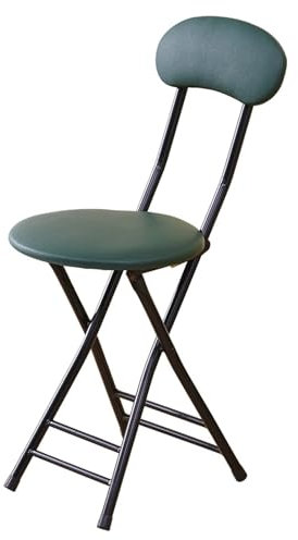 DURAGS Sitzhöhe 47 cm Klapphocker mit Rückenlehne, Tragbarer Zusammenklappbarer PU Gepolsterter Küchenstuhl, Frühstücks-Camping Außenhocker (Color : Green)