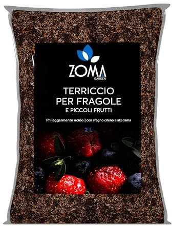 Zomagarden Terriccio Per Fragole E Piccoli Frutti Premium Per Fragole Ideale Per Giardini E Vasi, Ricco Di Humus Lombrico E Sfagno Per Piante, Ph Ottimale, Drenante E Fertile, Confezione Da 2 L