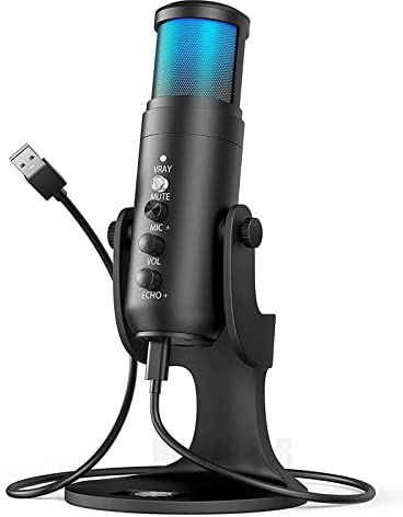 USB-kondensatormikrofon, RGB-kondensatormikrofon Med Färgstarkt Andningsljus, Kardioidmönster, Inbyggt Ljudkort, Lämplig För Videoinspelning, Podcasting, Spel