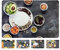 Tischsets abwaschbar 43x28cm x 4 Stück sortiert - Tisch Platzsets mit Gewürze & Essen Motiv - Vielseitige Platzdeckchen & Tischuntersetzer - Tischdeko für Küche, Esstisch und Gastronomie