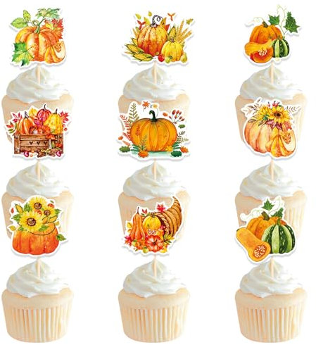 KOBOKO 27 Stk Kürbis Tortendeko Herbst,Herbst Deko Torte,Herbst Dekoration Kürbis Cake Topper,Erntedankfest Deko Kürbisse,Erntedankfest Tortendeko Kürbis,Thanksgiving Dekoration Set
