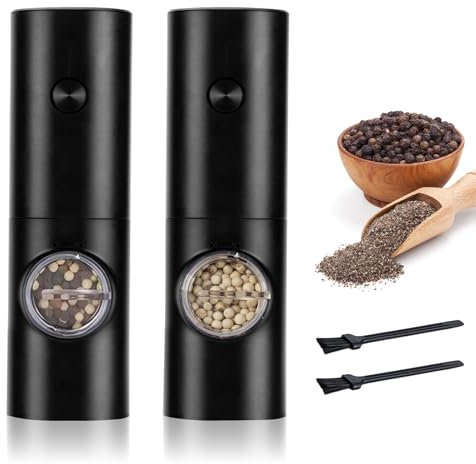 Ninonly Moulin à sel et poivre électrique - 5 niveaux de réglage - Avec lumière LED - Automatique et rechargeable - Pour barbecue, restaurant, cuisine