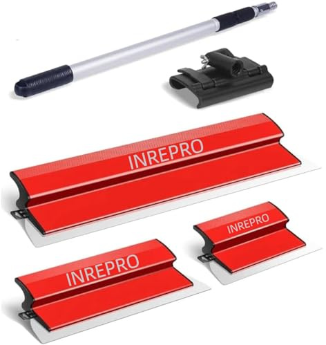 INREPRO Espátula Profesional de Acero Inoxidable de 0.35 mm para Alisar Paneles de Yeso, Relleno y Enlucido de Paredes y Techos (25+40+60 cm)