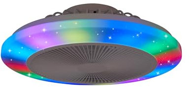 DUPI Ventilador de Techo con Luz Led RGB SLIM ENERGY AIR | 6 Velocidades | Mando a Distancia | Plafón 50 cm | Motor DC Silencioso | Luz LED RGB | PVC (Blanco)