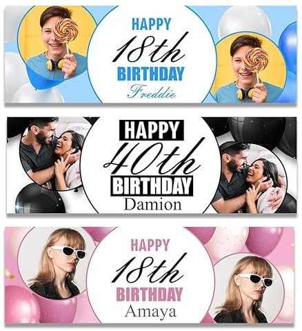 Personalised Birthday Banners for boys for girls for him for her 16th 18th 21st 30th 40th 50th 60th