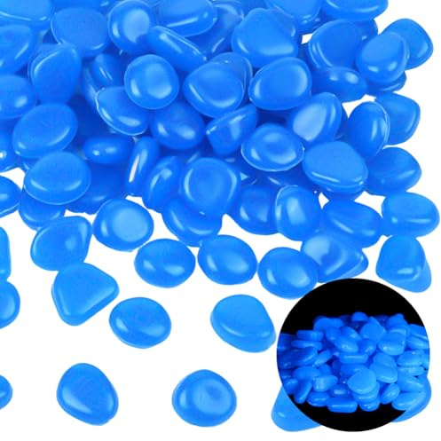 SOFPLATE 1 caja de 100 piedras de Resina Brillantes para Decoración de Peceras Grava Azul para Acuario Piedras Brillantes Accesorios de Paisajismo para Jardín Caminos Entradas Patios Macetas Bonsáis P