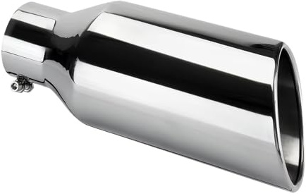 Escape Automóvil Modificado Punta escape Universal, 12 pulgadas de longitud, 3 pulgadas entrada, 5 pulgadas de salida, tubo de escape anticorrosivo, tubo escape recto para coche Garganta Cola Tubo(Sil