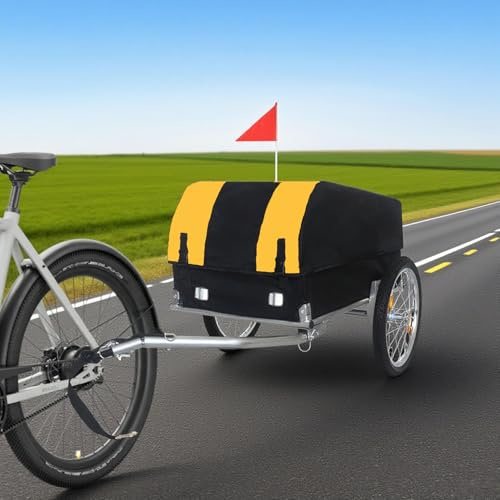 3-in-1 Heavy-Duty Bike Cargo Trailer, Bike Trailer Cargo for E-Bikes, 88lb Capacity with Suspension, Bicycle Cargo Trailer, Ebike Cargo Trailer, Bike Carts for Cargo (Yellow)