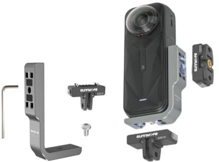 YUULNMOP Staffa di montaggio verticale orizzontale a forma di L aggiornata compatibile per Insta360 X5 X4, adattatore magnetico a sgancio rapido con foro per vite da 1/4 e connettore pieghevole a 2