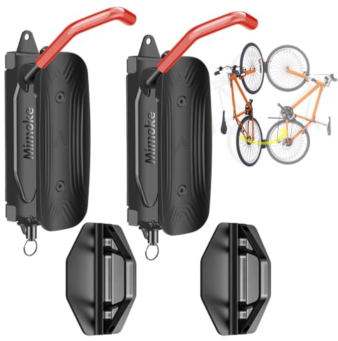 Mimoke Svängbar cykelväggfäste vertikalt cykelstativ – cykelhållare vägg för garaget – MTB & vägcykel (röd 2-pack)