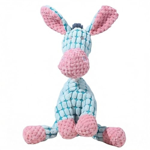 Speedy Panther Plush Puppy Dog Toy, Squeaky Chew Toy for Small Medium Dogs, Interactive Training Pet Toy, Blue and Pink Textured