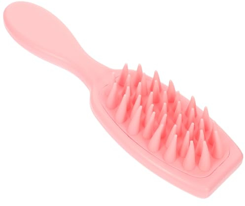 TEHAUX Cepillo Masajeador Cuero Cabelludo Rosa, Cepillo de Champú Anticaspa para Ducha, Masajeador Manual para Limpieza Profunda y Cuidado Diario del Cabello