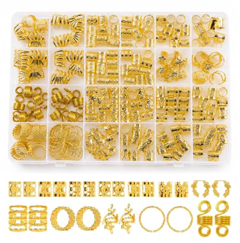Rokahebi 220 accessoires cheveux, 12 coiffures tressées & dreadlocks | 220 pièces, 12 modèles, métal robuste, réglable, réutilisable, doux pour cheveux, pour tresses & dreadlocks, idée cadeau