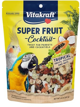 Vitakraft Fresh Super Fruit Cocktail - Tropical Parrot Fruit Blend - Parrot and Cockatiel Treat 1.25 Pound (Pack of 1)