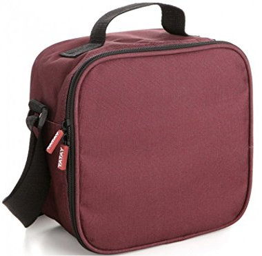 Tatay Urban Food Casual, Bolsa Térmica Porta Alimentos, 3L de Capacidad, con 4 Tuppers Herméticas (2 x 0.5L, 2 x 0.2L), Color Burdeos, Medidas 22.5 x 10 x 22 cm