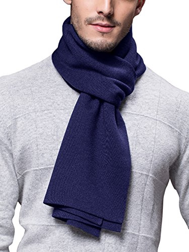 WANYING Invierno Otoño Hombre Bufanda de Punto 6% de Lana Súper Suave Casual de Negocios - 180 * 30 cm Azul oscuro