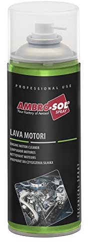Ambro-Sol A473 Lava Motori per la Pulizia Esterna dei Motori, Scioglie Grassi e Oli, Rimuove Residui di Catrame e Asfalto da Macchinari e Attrezzi, Bomb. in Banda Stagnata Riciclabile 400 ml, Trasp.