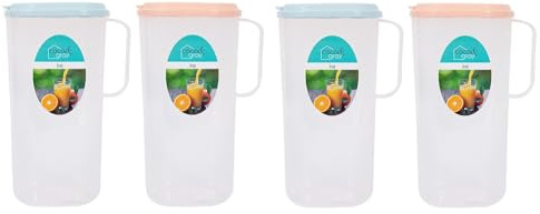 4X Water Jug Lid Handle Fridge Door Clear Blue Pink Plastic Camping Picnic 1.8L