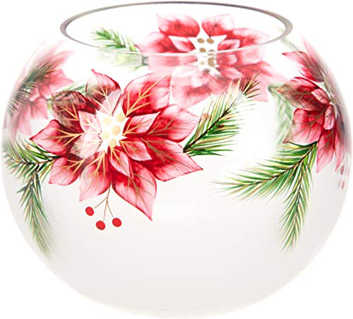 Pavilion Gift Company Holiday Winter Poinsettia Round Candle Holder, Red