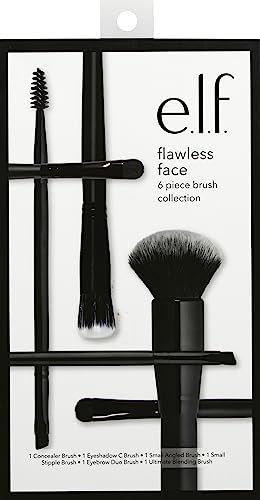 e.l.f. Flawless Face Kit, 6-Piece Brush Collection, Brushes For Face, Eyes & Brows, Made With Synthetic Bristles, Vegan & Cruelty-Free