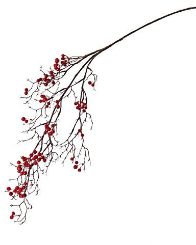 artplants.de Branche de symphorines artificielles GESA avec Baies, Rouge, 100cm - Branche décorative/Baies artificielles