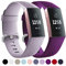 Faliogo 2 Pack Replacement Bands Compatible with Fitbit Charge 3 Bracelet/Fitbit Charge 4 Bracelet, Classic Sport Bands for Women Men, Small, Lavender/Plum