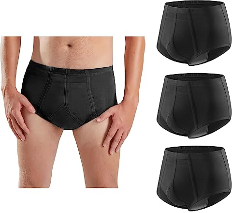Carer Slip Incontinenza Uomo 3 Pezzi, Mutande Riutilizzabili e Lavabili in Cotone con Inserto Assorbente da 200 ml, Mutande Incontinenza Uomo Taglia S