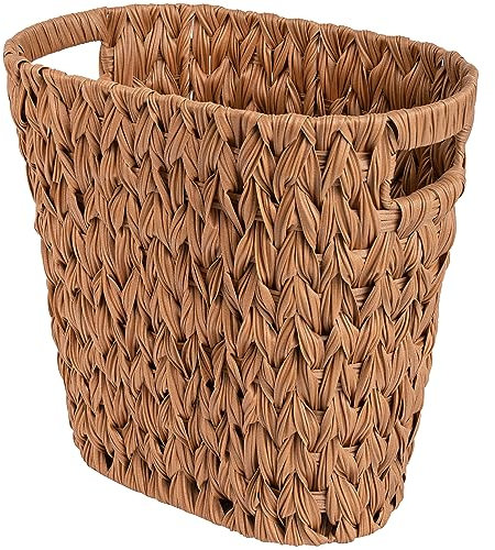 GRANNY SAYS Wicker Trash Can, Bathroom Trash Can with Handles, Wicker Waste Basket for Bathroom, Waste Basket for Bedroom, Decorative Boho Trash Can, 15 Liters/4 Gallons, 1-Pack Caramel Orange