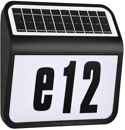 Aufun numero civico luminoso con luce solare numero civico illuminato con illuminazione a LED in acciaio inossidabile IP44, numero civico solare illuminato in acciaio inossidabile
