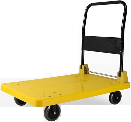 FFYUTING Camión de Plataforma Camión de Plataforma portátil Camión de Mano Plano con manija de Metal con Ruedas Carro de Empuje Plegable Carga 330 LB / 660 LB Carro de Plataforma móvil confiable