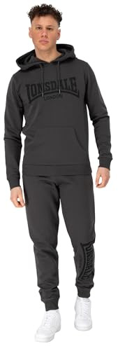 Lonsdale Chándal para hombre con capucha, ajuste estrecho Cloudy, antracita/negro, L