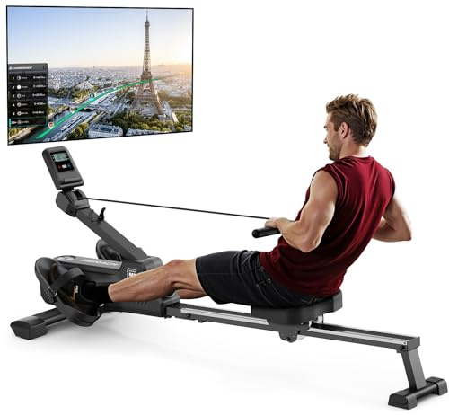 MERACH Foldable Rowing Machines for Home, Magnetic Rowing Machine with 16-Level, Compact Row Saves 20% Space, 350 LBS Load Capacity, MERACH App and 1000+ Champion Coaching Course & Games