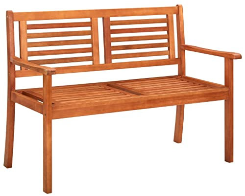 ULUYYUC Banc de tente à bière, pour balcon, petit balcon, jardin, banc de jardin, 2 places, avec coussin, 120 cm, en bois massif d'eucalyptus pour terrasse, jardin, balcon, parcs