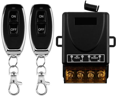 Interruptor de Control Remoto Inalámbrico 433MHz, Controlador de Relé AC 220V 230V 240V 110V 30A con 2 Transmisores, Ideal para Bombas de Luz, Sistemas de Seguridad y Equipos Eléctricos