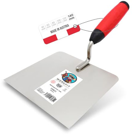 WERKFIT Profi Gipserkelle aus Edelstahl 140mm - Gipserspachtel Rostfrei - Maurerkelle mit Softgriff - Stukkateurkelle Made in Österreich (140mm)