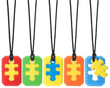 RUIOMII 5 Stück Farbe Kaukette für Kinder Adhs BeißKette Kinder Adhs Beißkette