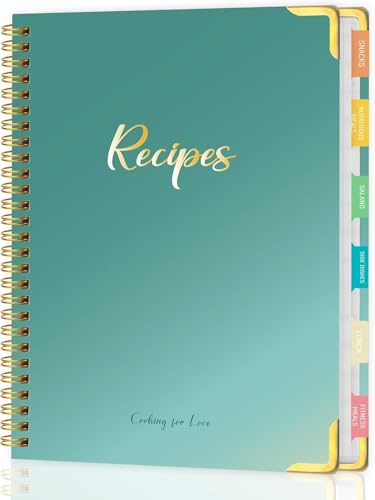 Libro di ricette vuoto per scrivere le tue ricette, libro di cucina vuoto con 175 pagine per gli amanti della cucina di famiglia, quaderno di ricette con fogli adesivi con linguetta, diario di ricette