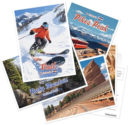 SHOXREM Colorado Postcards Set, 24 Pieces, 4 x 6 inches, Retro Travel Poster, Bedroom Wall Decor