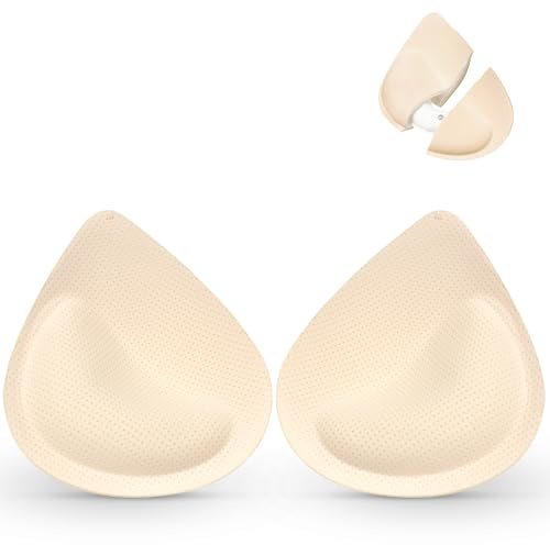 Nimiah Push Up Bra Pads Inserts for Women, Adjustable Air Cushion Add 2 Cup Sizes, Built-in Pump Custom Thickness, Breathable Comfortable Reusable for Asymmetric Beige