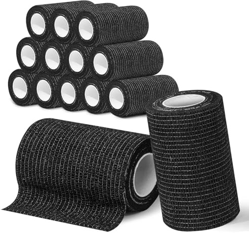 12 Rotoli Benda Elastica Coesiva 7,5cm x 4,5m Bendaggio Sportivo Autoadesivo Traspirante Benda Salvapelle Fasciature, Benda Elastica Autoadesiva per Mani,Piedi,Ginocchia,Gatti,Cani,Cavalli