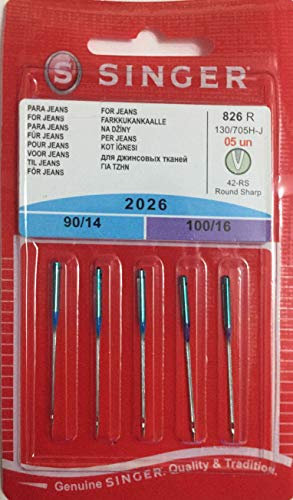 Singer N2026B05AS826R Jeansnadel 2026 Mix 5er Nadel, Metall, Silber, 7 x 0,03 x 4 cm
