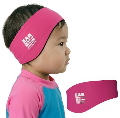 Ear Band-It Fascia di nuoto (trattenere l'acqua, tenere spine orecchie) raccomandato da parte del medico e l'acqua di protezione I piccoli (età 1-3) Rosa caldo