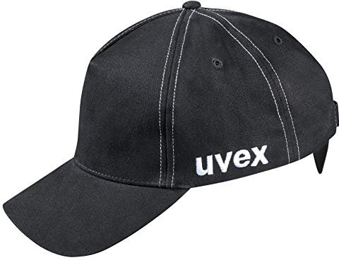 Uvex u-Cap Sport Anstoßkappe - Kopfschutz-Kappe mit langem Schirm und Hartschale - Schwarz - 55-59 cm