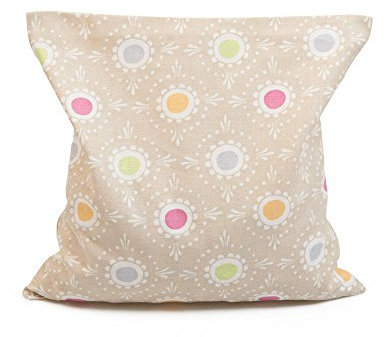 GRÜNSPECHT Kirschkern-Kissen 16x16 cm, Wärmekissen für Nacken, Bauch & Rücken, Bezug aus 100% Baumwolle, für Mikrowelle & Backofen, Punkte beige (112-V3)