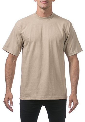 Pro Club Men's Heavyweight Cotton Short Sleeve Crew Neck T-Shirt, Khaki, 7XL