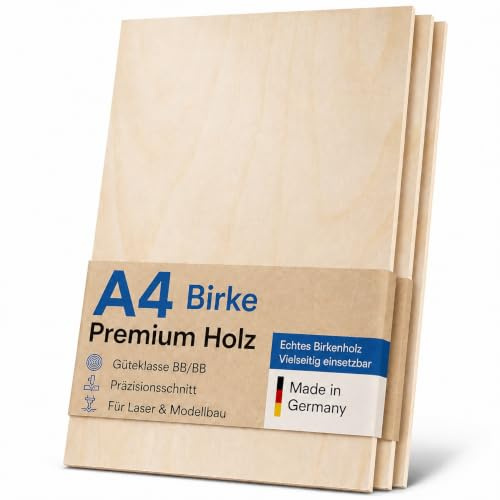 AUPROTEC 10x Birke Multiplex Holzplatte 6mm |A4 210x297mm Industriequalität | Für Deko, Modellbau, Floristik, Laubsägearbeiten und Bastelprojekte sowie zum Sägen, Bohren, Schleifen und Bemalen