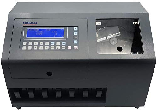 Ribao CS-610S+ Pro 7-Pocket Professional Coin Counter, Heavy Duty Bank Grade Coin Sorter with Alloy Sensor Counterfeit Detection, Two-Year After Service*
