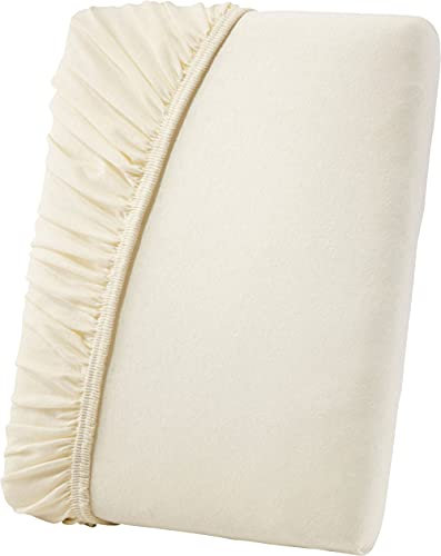 Primbausch Spann-Bettlaken/Betttuch aus feinster Baumwolle, Öko-Tex Standard 100 (Größen: 90 x 190 cm - 100 x 200 cm, Farbe: Creme/Natur)